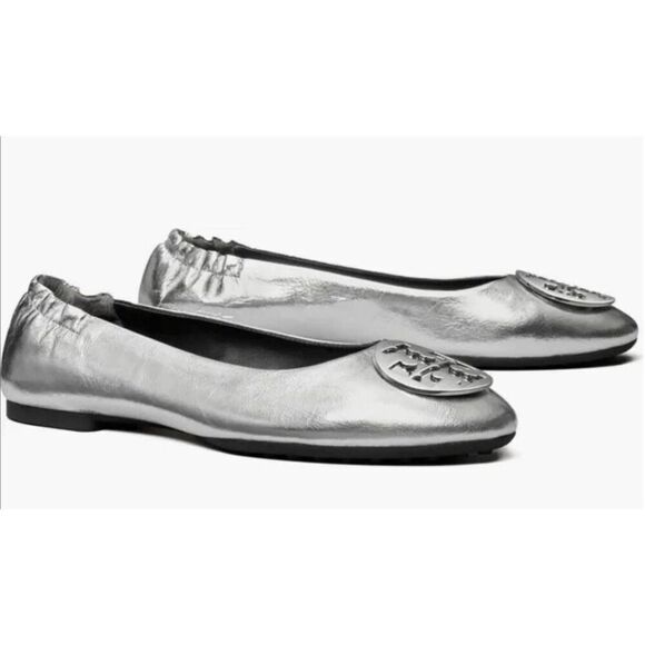 Tory Burch Shoes - TORY BURCH Claire 'Silver' Ballet Flats Size 10.5M